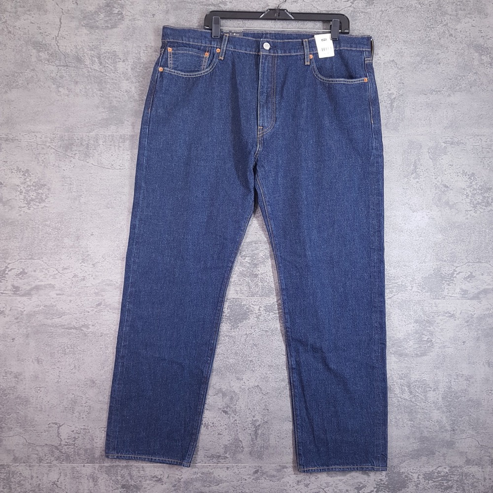 LEVI'S 502 Taper Stretch Selvedged Denim Jeans Mens Size 40x32 Dark Wash Big E